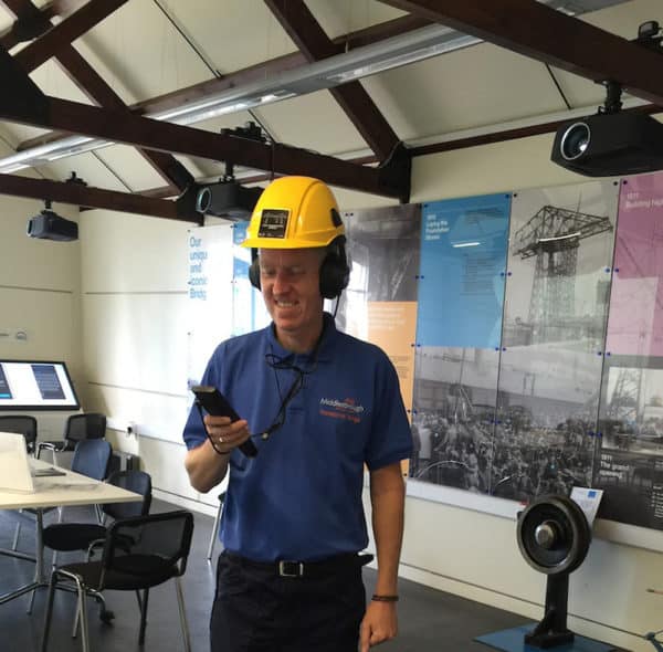 Hardhat With Headphones at Tees Transporter Bridge Visitor Centre