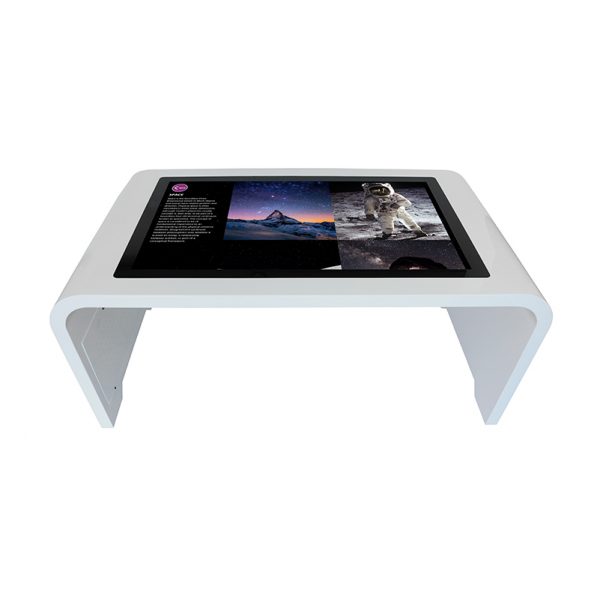 Sleek Multi-Touch Table White Front Angle