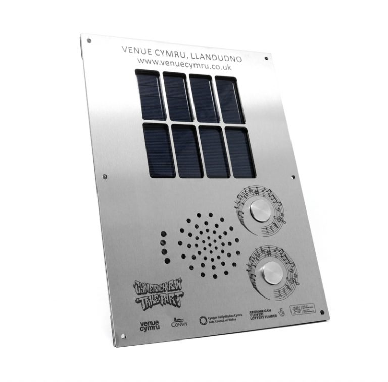 Solar Audio Bench Panel for Llandudno Front Angle