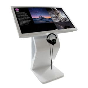 Modern 42 Inch Free-Standing Kiosk with Lightbox 3 Collections and Headphones