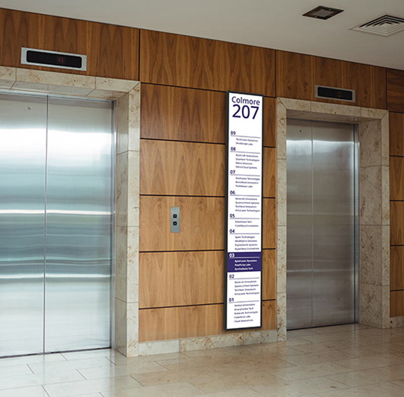 76 Inch Ultra-Wide Stretched Bar Display near elevator